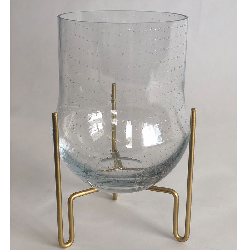 Vase clear bubble w/pedestal