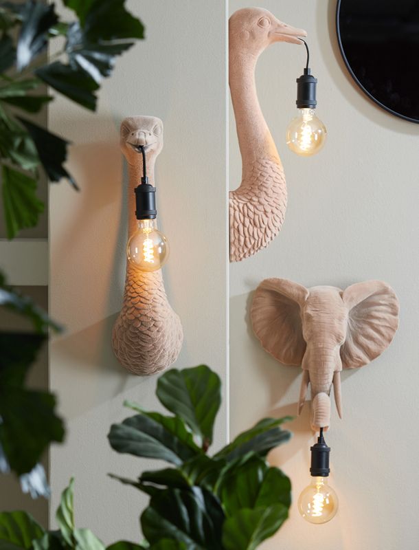 Elefant vegglampe,  velvet sand